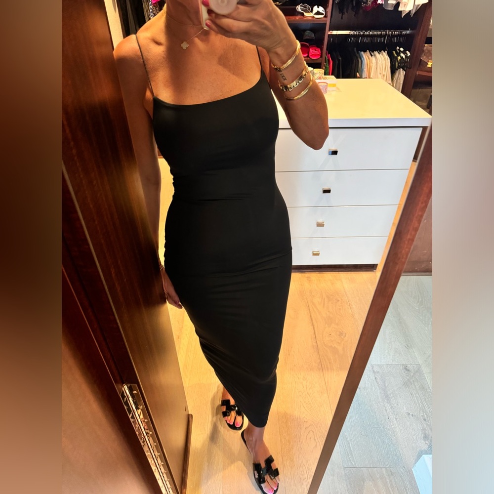 New Zara black long slip dress